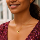 14K Yellow Gold Yours Truly Block Letter Initial C Necklace thumbnail 3