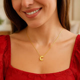 14K Yellow Gold Yours Truly Block Letter Initial C Necklace thumbnail 4