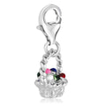 925 sterling silver enameled Easter egg basket charm with painted eggs