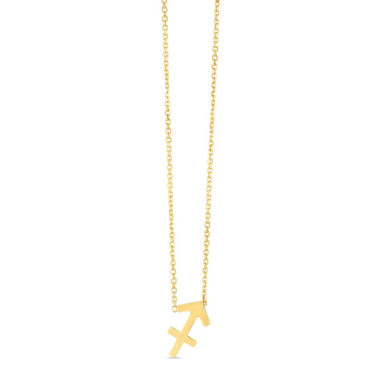 14K yellow gold Sagittarius zodiac pendant necklace with soldered bail