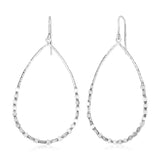 Sterling Silver Textured Teardrop Motif Dangle Earrings thumbnail 1