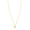 14K yellow gold necklace with heart diamond pendant on a fine chain