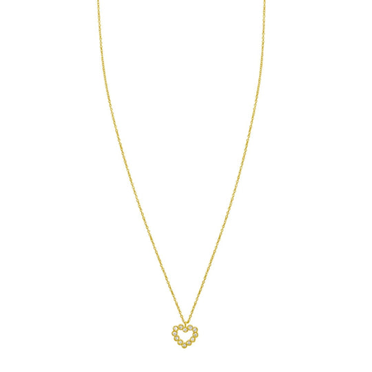 14K Yellow Gold Petite Diamond Heart Necklace