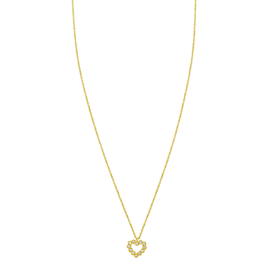 14K Yellow Gold Petite Diamond Heart Necklace