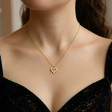 14K Yellow Gold Petite Diamond Heart Necklace thumbnail 3