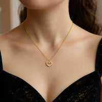 14K Yellow Gold Petite Diamond Heart Necklace