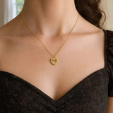 14K Yellow Gold Petite Diamond Heart Necklace thumbnail 4