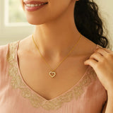 14K Yellow Gold Petite Diamond Heart Necklace thumbnail 5