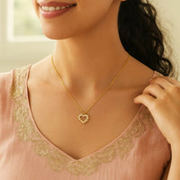 14K Yellow Gold Petite Diamond Heart Necklace
