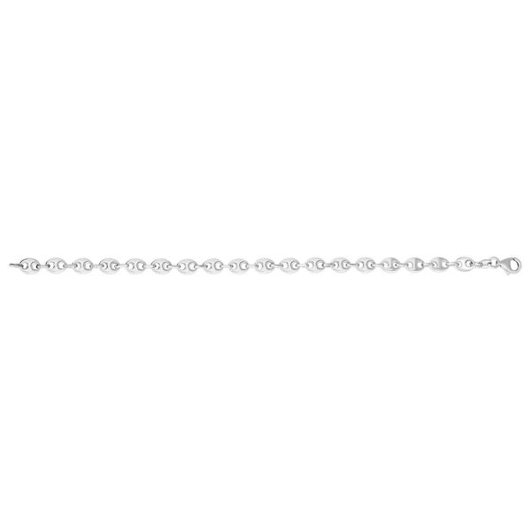 Sterling Silver Rhodium Plated Puffed Mariner Bracelet (3.70 mm)