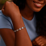 Sterling Silver Rhodium Plated Puffed Mariner Bracelet (3.70 mm) thumbnail 5
