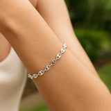 Sterling Silver Rhodium Plated Puffed Mariner Bracelet (3.70 mm) thumbnail 7