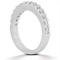 14K white gold ring with shared prong round diamond stones