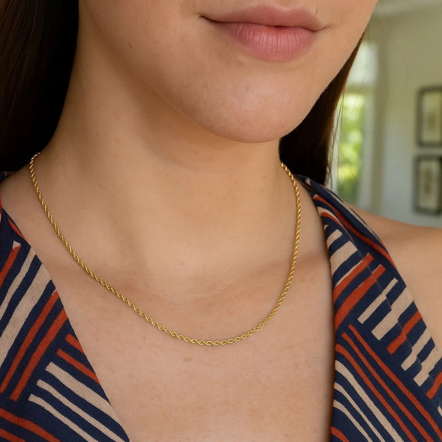 14k Yellow Gold Solid Diamond Cut Rope Chain (1.60 mm)