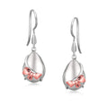 18K rose gold and sterling silver teardrop bow style drop earrings