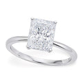 10K white gold ring with one radiant diamond solitaire stone