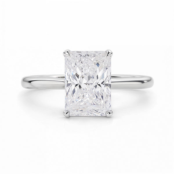 3 Carat Radiant Lab Grown IGI G/VS1 Diamond Solitaire Ring in 10K White Gold