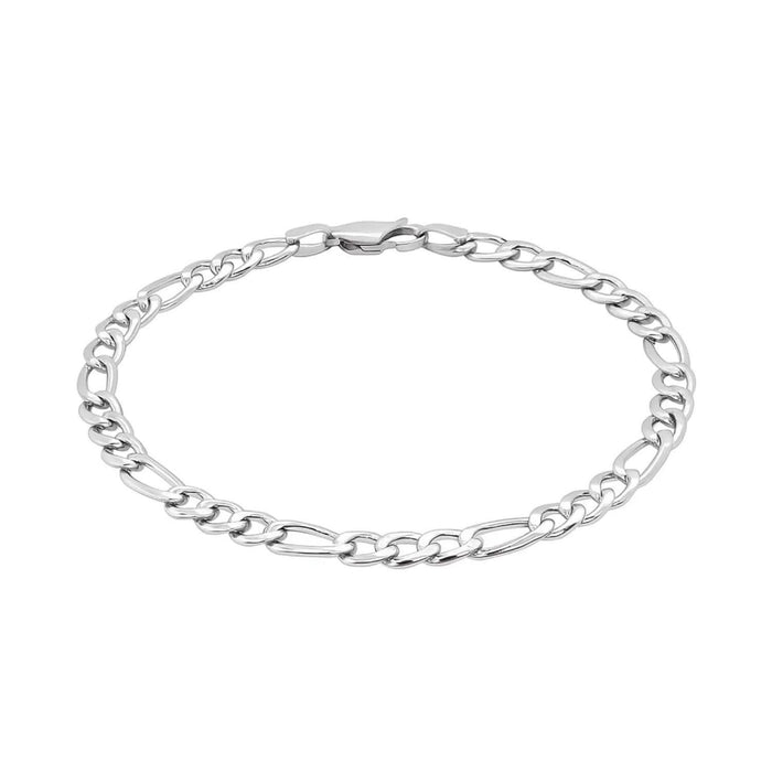 14k White Gold Solid Figaro Bracelet (6.00 mm)