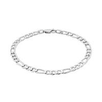 14k White Gold Solid Figaro Bracelet (6.00 mm)