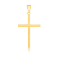 14K yellow gold polished flat Latin cross pendant with fixed top bail