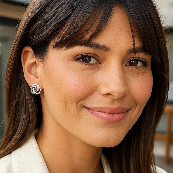 Polished Open Love Knot Earrings in Sterling Silver