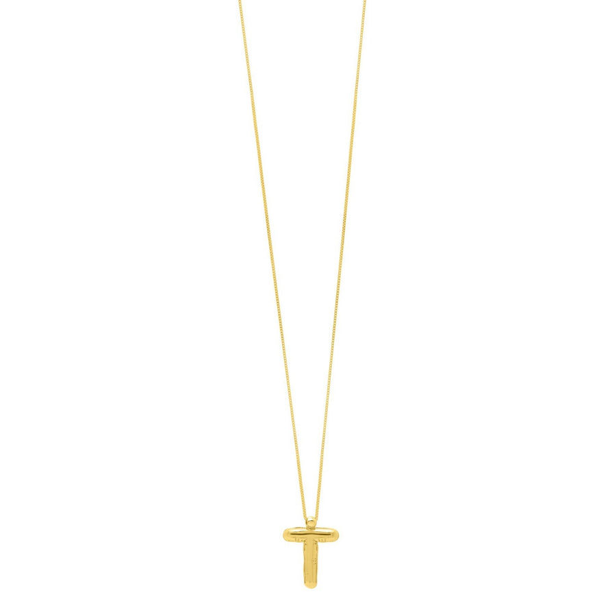 14K Yellow Gold Helium Initial T Pendant