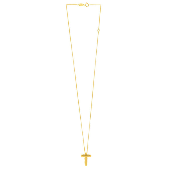 14K Yellow Gold Helium Initial T Pendant