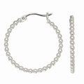 925 sterling silver beaded hoop earrings with textured surface detail