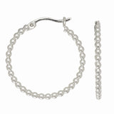 Sterling Silver Small Bead Hoop Earrings thumbnail 1