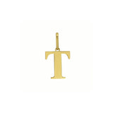 14K yellow gold initial T charm pendant with polished letter design thumbnail 1