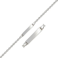 14k White Gold Figaro Chain Fancy Childrens ID Bracelet (3.30 mm)