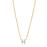 14K Yellow Gold Mini Diamond H Initial Pendant Necklace thumbnail 1