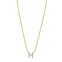 14K Yellow Gold Mini Diamond H Initial Pendant Necklace