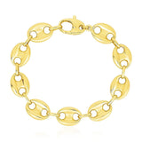 14k Yellow Gold High Polish Lite Puffed Mariner Link Bracelet  (12.00 mm) thumbnail 2