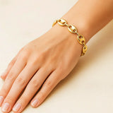 14k Yellow Gold High Polish Lite Puffed Mariner Link Bracelet  (12.00 mm) thumbnail 3