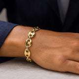 14k Yellow Gold High Polish Lite Puffed Mariner Link Bracelet  (12.00 mm) thumbnail 4