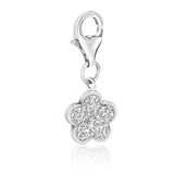 Sterling silver star charm with white-tone crystal accents thumbnail 1
