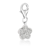 Sterling Silver Star Shape Charm with White Tone Crystal Accents