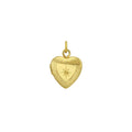 14K yellow gold heart locket pendant with hinged case and rounded bail