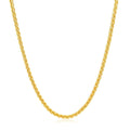 14K yellow gold Wheat chain with tightly woven round-link braided rope pattern