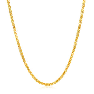 14k Yellow Gold Round Wheat Chain (2.1 mm)