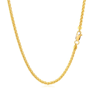 14k Yellow Gold Round Wheat Chain (2.10 mm)