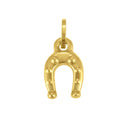 14K yellow gold puffy ribbed heart charm pendant with polished finish