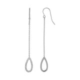 Textured Pear Shaped Long Drop Earrings in 14k White Gold thumbnail 1