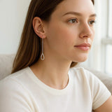 Textured Pear Shaped Long Drop Earrings in 14k White Gold thumbnail 2