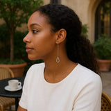 Textured Pear Shaped Long Drop Earrings in 14k White Gold thumbnail 3