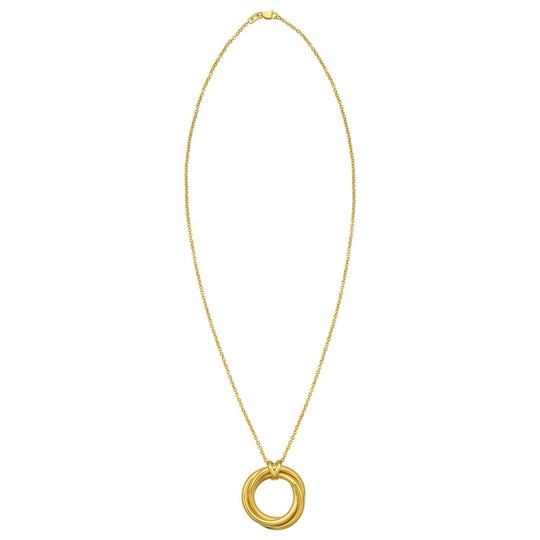 14K yellow gold interlocking large trinity necklace with three linked rings