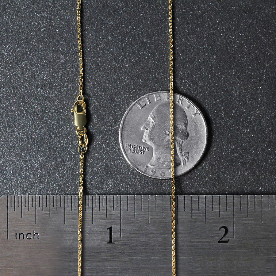14k Yellow Gold Diamond Cut Cable Link Chain (1.10 mm)