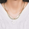 14K yellow gold Cuban curb chain with flat interlocking links at 7mm