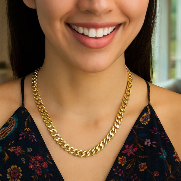 14k Yellow Gold Solid Curb Chain (7.00 mm)